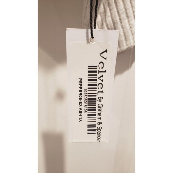 Velvet by Graham & Spencer Women's 1X Pepper Boatneck Lux Rib Sweater in Ash NWT - Picture 7 of 7